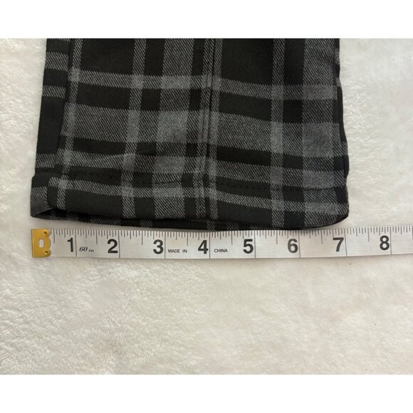 Forever 21 Mens Black & Grey Plaid Long Woven Pants L Elastic Waist Zip Pockets - Picture 10 of 10